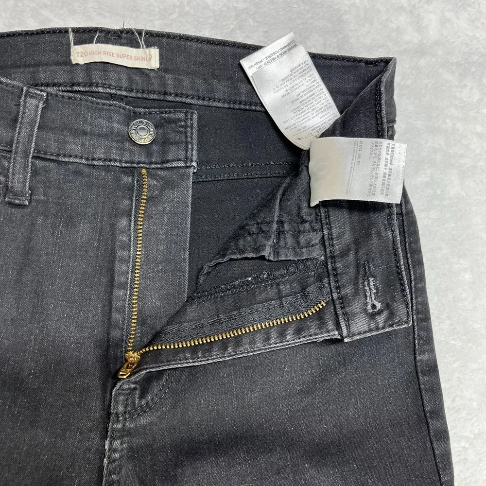 Levi's 720 High Rise Super Skinny Jeans Women's Black‎ Denim Stretch - 27X28.5